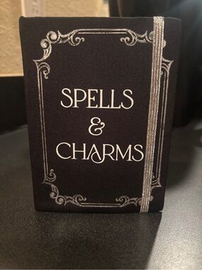 Icing Black Decorative 'Spells & Charms' Accent Book with Silver Foil and flask